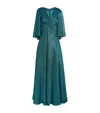 Talbot Runhof Metallic Pleated Horras Gown In Turquoise