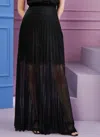 Talbot Runhof Lurex-detail Pleated Maxi Skirt In Black