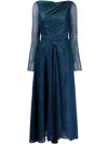 Talbot Runhof Metallic-thread Draped Midi Dress In Blue