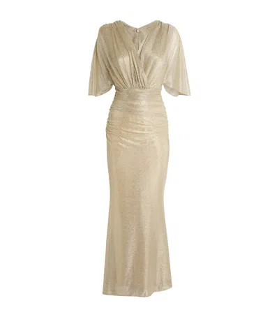 Talbot Runhof Metallic Tulle Gown In Gold