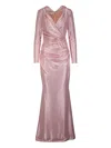 Talbot Runhof Metallic V-neck Gown