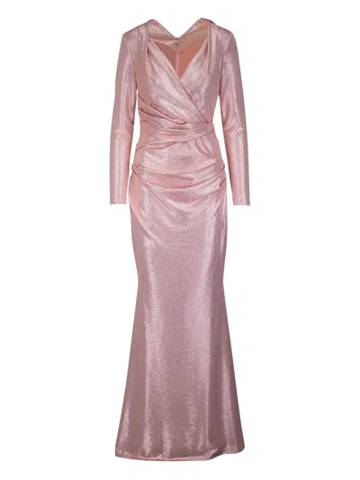 Talbot Runhof Metallic V-neck Gown