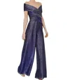 Talbot Runhof Metallic Voille Jumpsuit In Purple In Purple