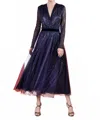 Talbot Runhof Micro Sequin Voile Bodysuit In Majestic Blue In Blue