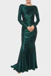 Talbot Runhof Mirrorball Stretch Long Dress In Emerald In Green