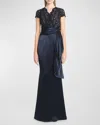Talbot Runhof Mixed-media Lace Satin Trumpet Gown In Midnight