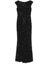 Talbot Runhof Black Iris Paillette Tweed Trumpet Gown In Black