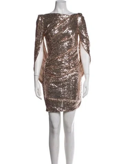 Pre-owned Talbot Runhof Nylon Mini Dress In Neutrals