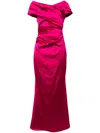 Talbot Runhof Gathered Off-the-shoulder Satin Gown In Pink
