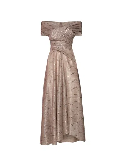 Talbot Runhof Off-shoulder Dress In Pink