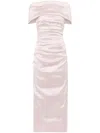 Talbot Runhof Off-shoulder Fitted Midi Dress In Pink