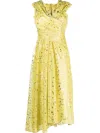 Talbot Runhof Off-shoulder Midi Dress In Yellow