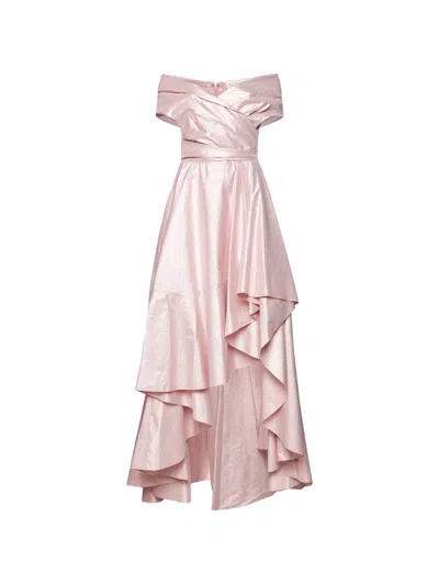 Talbot Runhof Off-shoulder Ruffled Dress In Pink