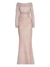 Talbot Runhof Off-the-shoulder Pleated Gown