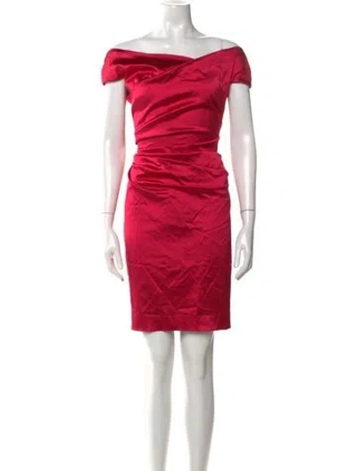 Pre-owned Talbot Runhof Off-the-shoulder Knee-length Dress In Purple