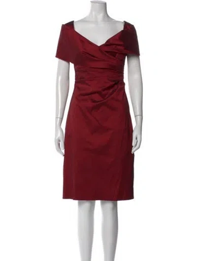 Pre-owned Talbot Runhof Off-the-shoulder Knee-length Dress In Red