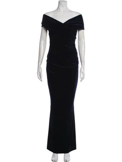Pre-owned Talbot Runhof Off-the-shoulder Long Dress In Black