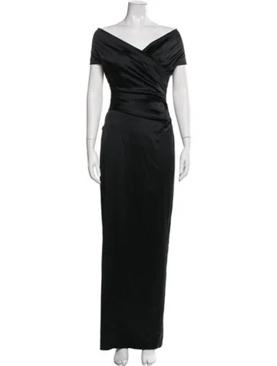 Pre-owned Talbot Runhof Off-the-shoulder Long Dress In Black