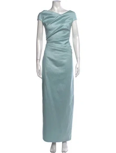 Pre-owned Talbot Runhof Off-the-shoulder Long Dress In Blue