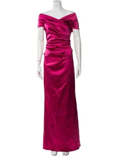 Pre-owned Talbot Runhof Off-the-shoulder Long Dress In Pink