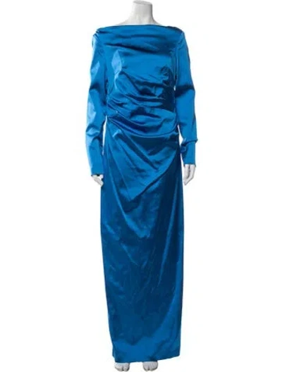 Pre-owned Talbot Runhof Off-the-shoulder Long Dress W/ Tags In Blue