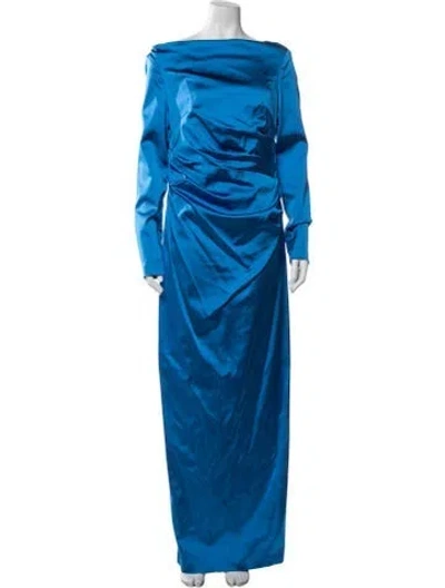 Pre-owned Talbot Runhof Off-the-shoulder Long Dress W/ Tags In Blue
