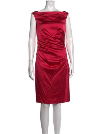 Pre-owned Talbot Runhof Off-the-shoulder Midi Length Dress In Pink