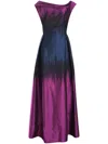 Talbot Runhof Metallic Ombre Jacquard Cap-sleeve Gown In Pink
