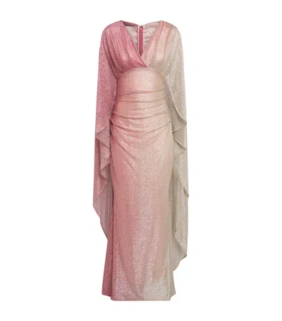 Talbot Runhof Ombré Voile Cape Gown In Multi