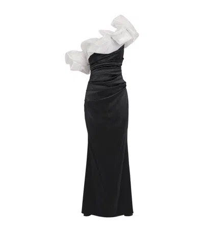 Talbot Runhof One-shoulder Embellished Gown In Black
