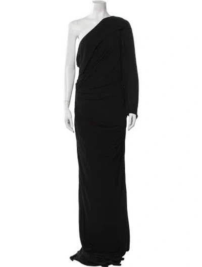 Pre-owned Talbot Runhof One-shoulder Long Dress In Black