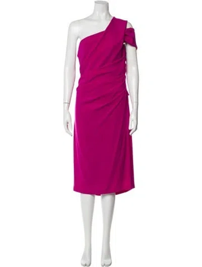 Pre-owned Talbot Runhof One-shoulder Midi Length Dress In Pink