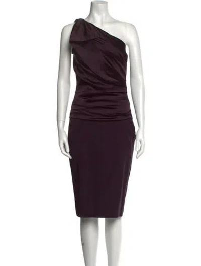 Pre-owned Talbot Runhof One-shoulder Midi Length Dress In Purple