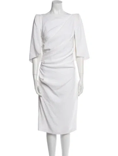 Pre-owned Talbot Runhof One-shoulder Midi Length Dress In White
