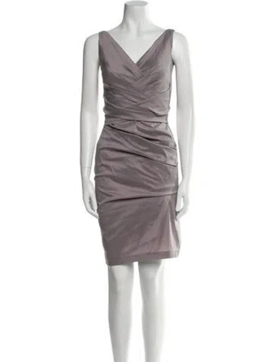 Pre-owned Talbot Runhof One-shoulder Mini Dress In Gray