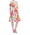Talbot Runhof Painter Blossoms Piqué Day Dress In Multi In Multi