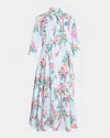 Talbot Runhof Palm Springs Poplin Midi Shirtdress In Sky