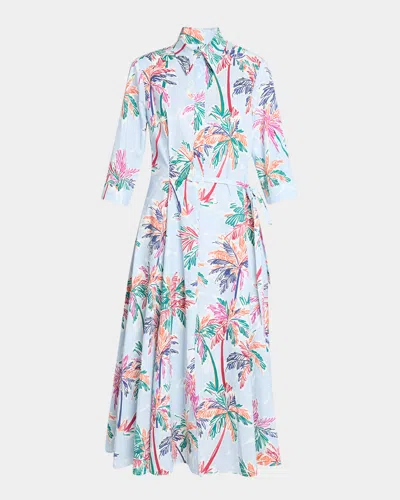 Talbot Runhof Palm Springs Poplin Midi Shirtdress In Sky