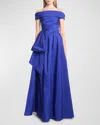 Talbot Runhof Paper Taffeta Off-the-shoulder Bow Gown In Electric Blue