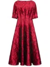 Talbot Runhof Patterned-jacquard Midi Dress In Red