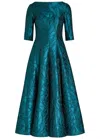 Talbot Runhof Patterned-jacquard Woven Midi Dress In Blue