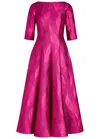 Talbot Runhof Patterned-jacquard Woven Midi Dress In Pink