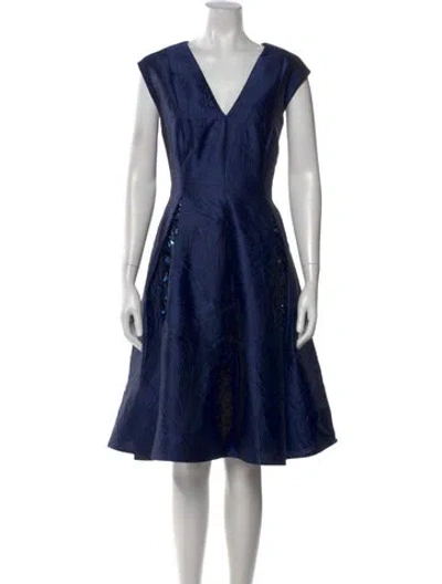 Pre-owned Talbot Runhof Patterned Knee-length Dress In Blue