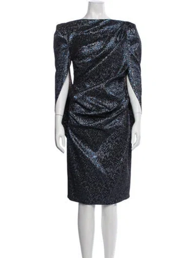 Pre-owned Talbot Runhof Patterned Knee-length Dress In Blue
