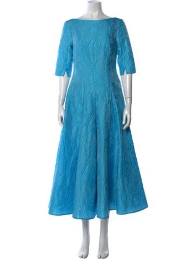 Pre-owned Talbot Runhof Patterned Long Dress In Blue