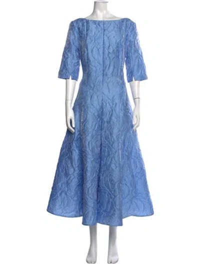 Pre-owned Talbot Runhof Patterned Long Dress In Blue