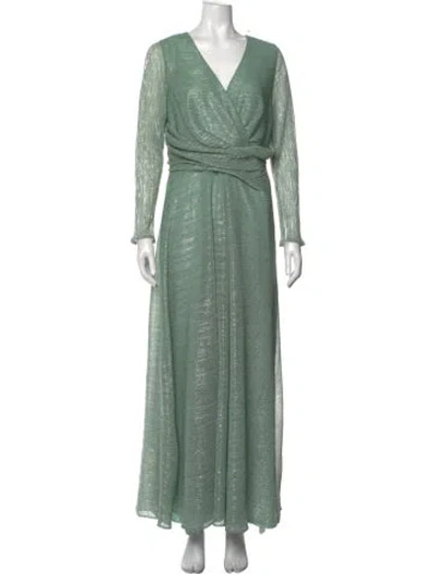 Pre-owned Talbot Runhof Patterned Long Dress In Blue/metallic