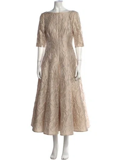 Pre-owned Talbot Runhof Patterned Long Dress In Neutrals