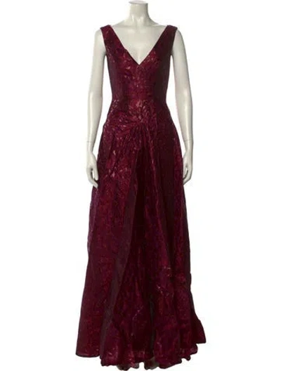 Pre-owned Talbot Runhof Patterned Long Dress W/ Tags In Purple
