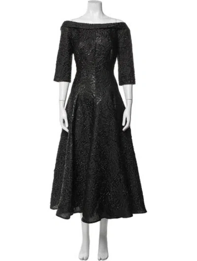Pre-owned Talbot Runhof Patterned Midi Length Dress In Black